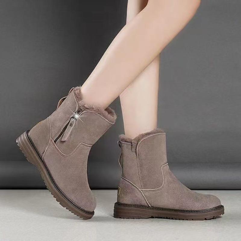 New Winter Fur Integrated Versatile Women's Cotton Shoes Piled Warm Thickened Cold-proof and Frost-resistant Snow Boots Women