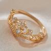 Elegant Gold Color Crown Ring for Women with Sparkling Cubic Zirconia Intricate Design, Perfect for Casual Attire or Gift Giving