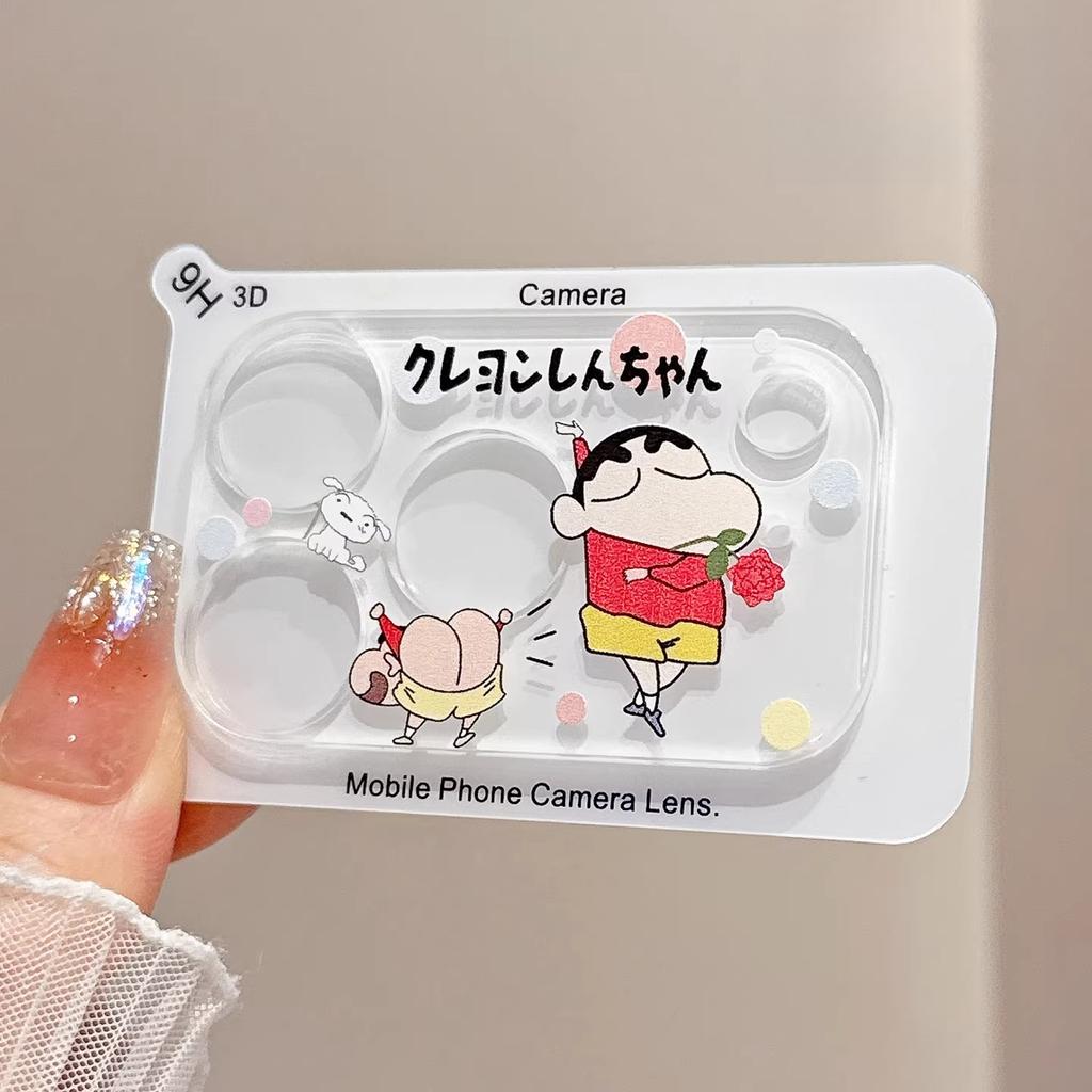 INS Korean Cute Cartoon Clear 9H HD Lens Tempered Glass Film For IPhone 17 Pro Max 16 15 14 Full Back Camera Protector