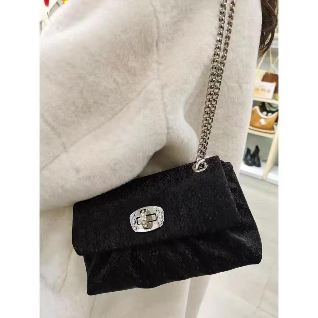 Sweet daughter wind small square bag new niche chain bag high-end pleated shoulder messenger bag