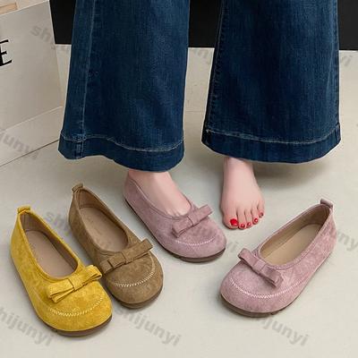 Women Shoes 2025 New Vintage Bow-knot Round Toe Women's Ballet Shoes Comfortable Non Slip Soft Sole Casual Flat Shoess