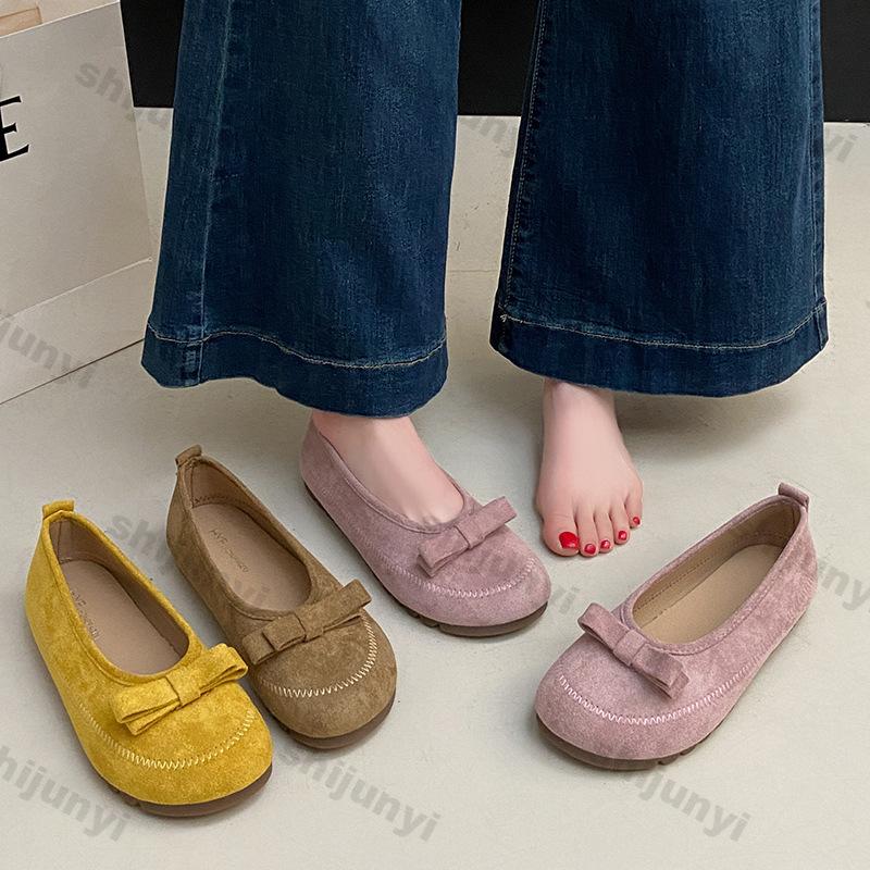 Fashion Women Shoes 2025 New Vintage Bow-knot Round Toe Women's Ballet Shoes Fashion Comfortable Non Slip Soft Sole Casual Flat Shoess