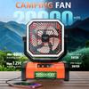 Cordless Camping Fan, 20000mAh Battery Powered Fan Battery Operated Rechargeable Portable Outdoor Tent Fans with Hanging Hook