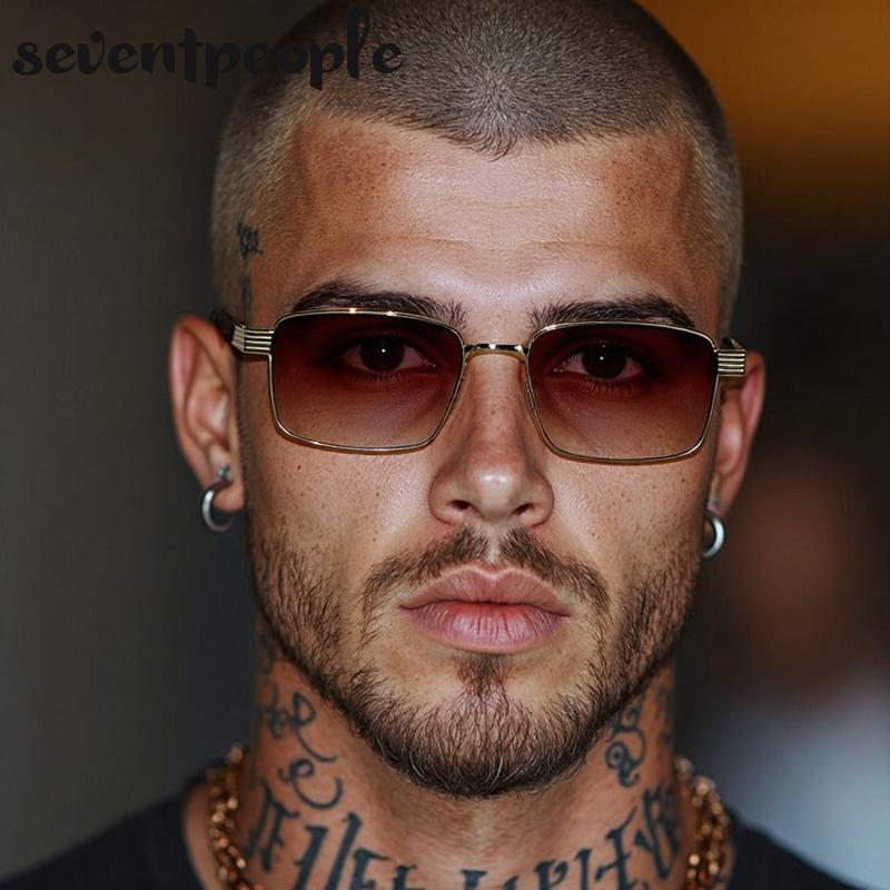 Steampunk Small Rectangle Sunglasses Men  Luxury Brand Vintage Outdoor Driving Punk Sun Glasses For Male Trendy Shades UV400