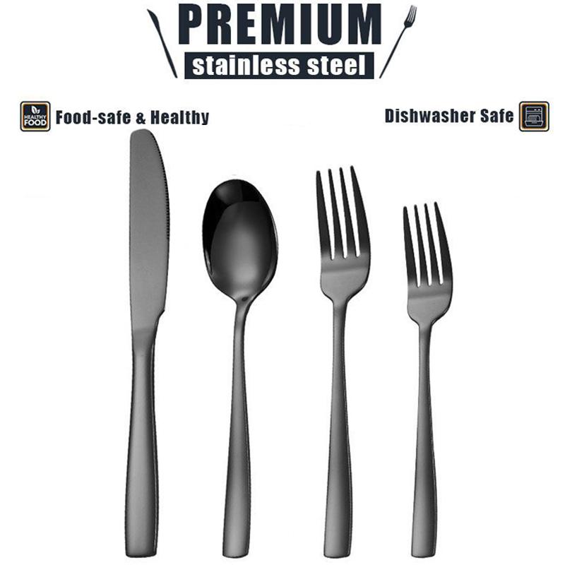 4/16/24/40pcs stainless steel cutlery set, large handle knife and fork spoon, suitable for dining room kitchen.