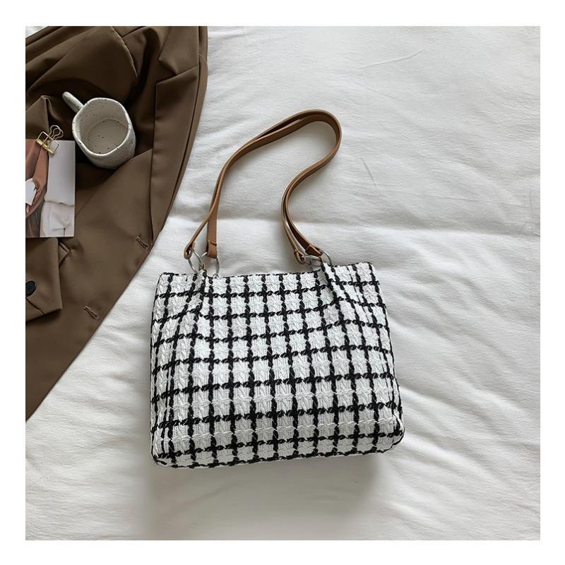 Checkered Women's Casual Simple Large Capacity Tote Bag