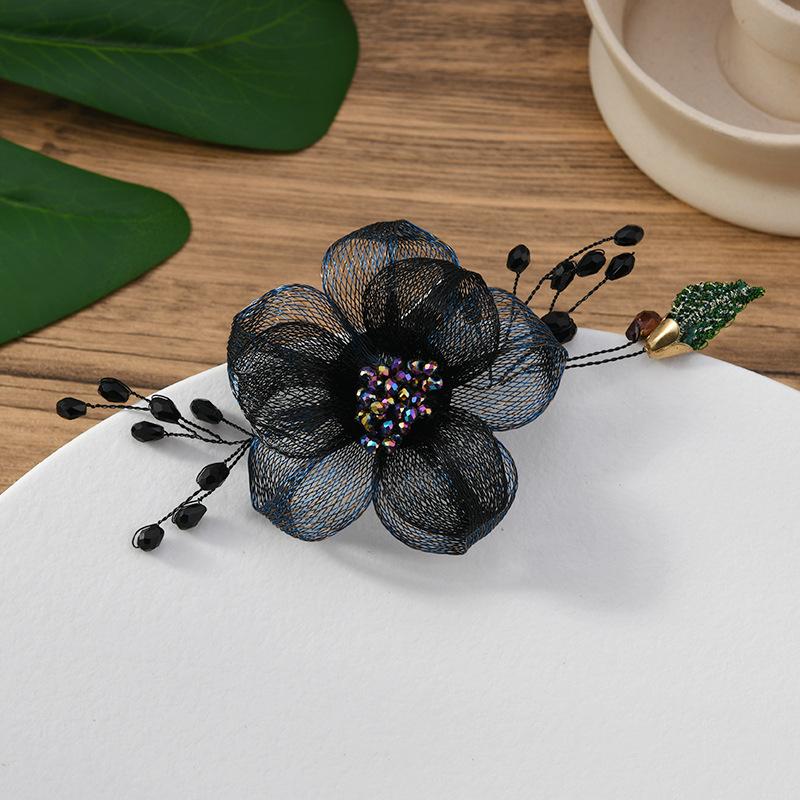 

Романтическая брошь-булавка с кристаллами в виде цветка ручной работы, ретро, нишевая, высококлассная, с элегантным темпераментом, заколка для волос, головной убор, женская