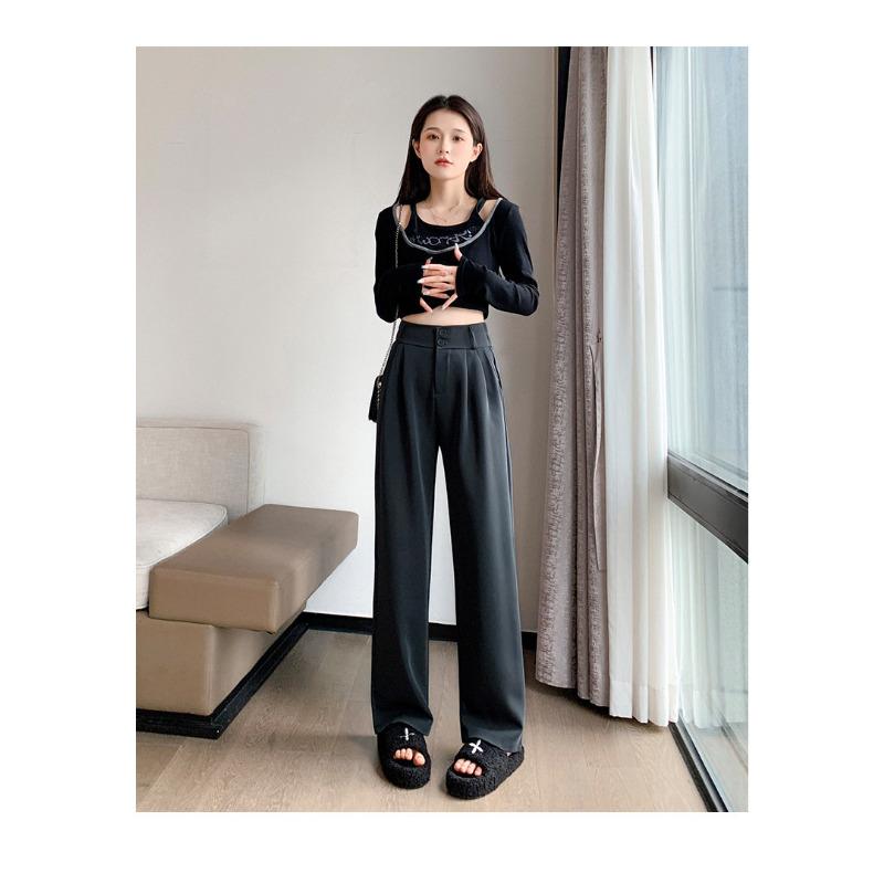 

Весенние новые прямые повседневные брюки с высокой талией и драпировкой для женщин XXL