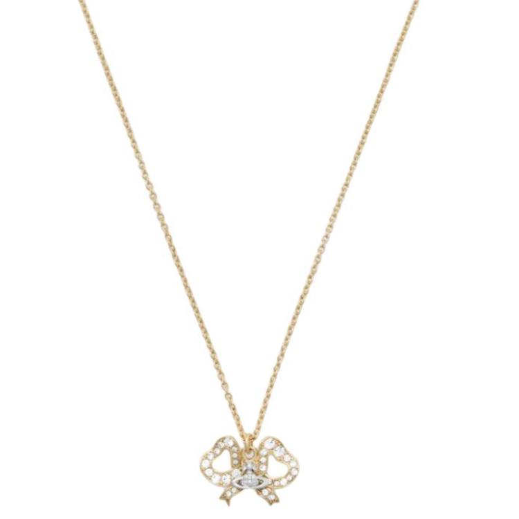 Vivienne Westwood Bow Design Necklace Women necklaces Gold 1250952335-001 Basic Packaging-Dust Bag+Box