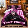 Scream Ghostface Custom Name 3Pcs Bedding Set 1 Bed Sheet 2 Pillowcases Bedroom Home Decor