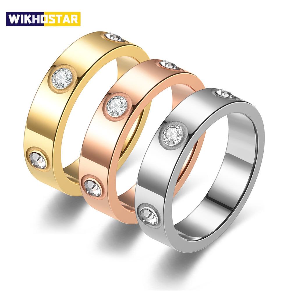 Classic Stainless Steel Diamond Ring - Unisex Jewelry Gift Size 5-11 Fashionable Accessory for Men And Women