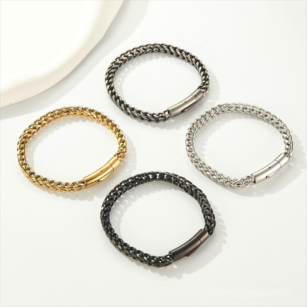 Pulseira de moda nicho pulseira de aço titânio retrô com fivela de mola joia masculina presente