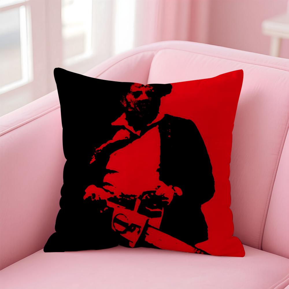 TThe Texas Chainsaw Massacre Cushion Cover Pillowcase Short Plush Invisible Zipper Room Sofa Cushion Cover