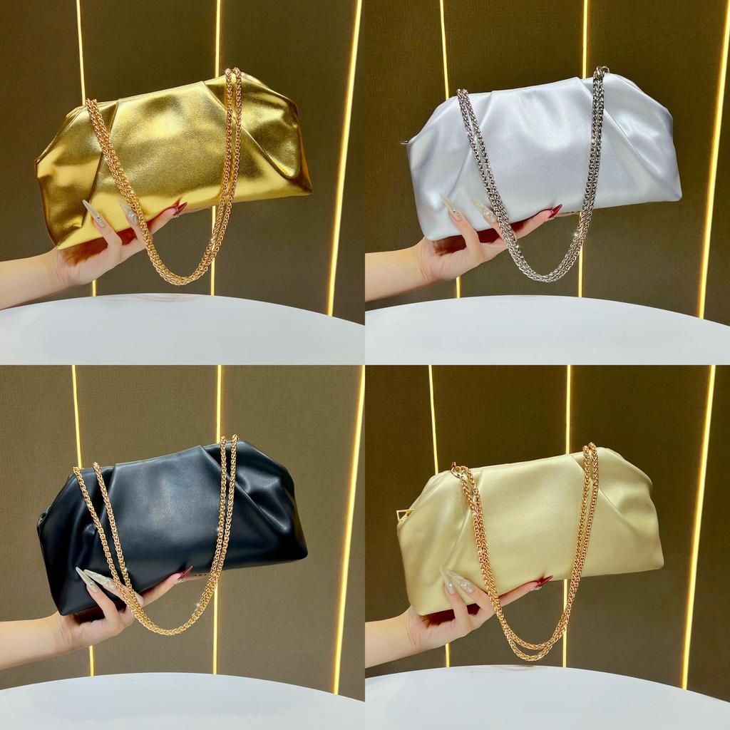 PU-Ketten-Handtasche mit Reißverschluss für den täglichen Gebrauch im Büro und für Abendveranstaltungen