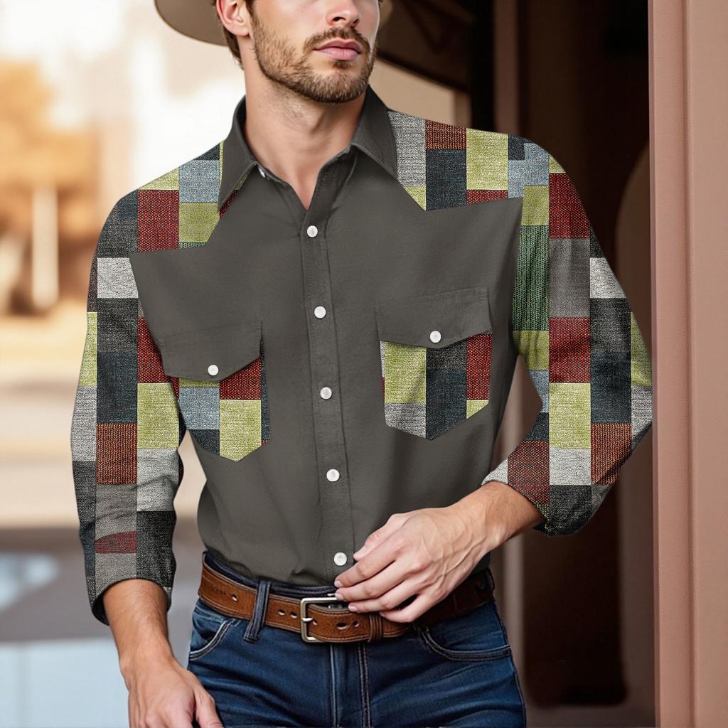 Men'S Fashionable Lapel And Shoulder Length Long Sleeved Casual Top