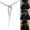 Fringed Butterfly Waist Chain Lustrous Metallic 2000s Belly Chain Belt for Female Fashion Waist Decors Women Body Jewelry