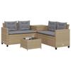 VidaXL Garden Sofa with Table and L-shaped Cushions Beige, Outdoor Sofa, L-shaped Outdoor Sofa, 369030