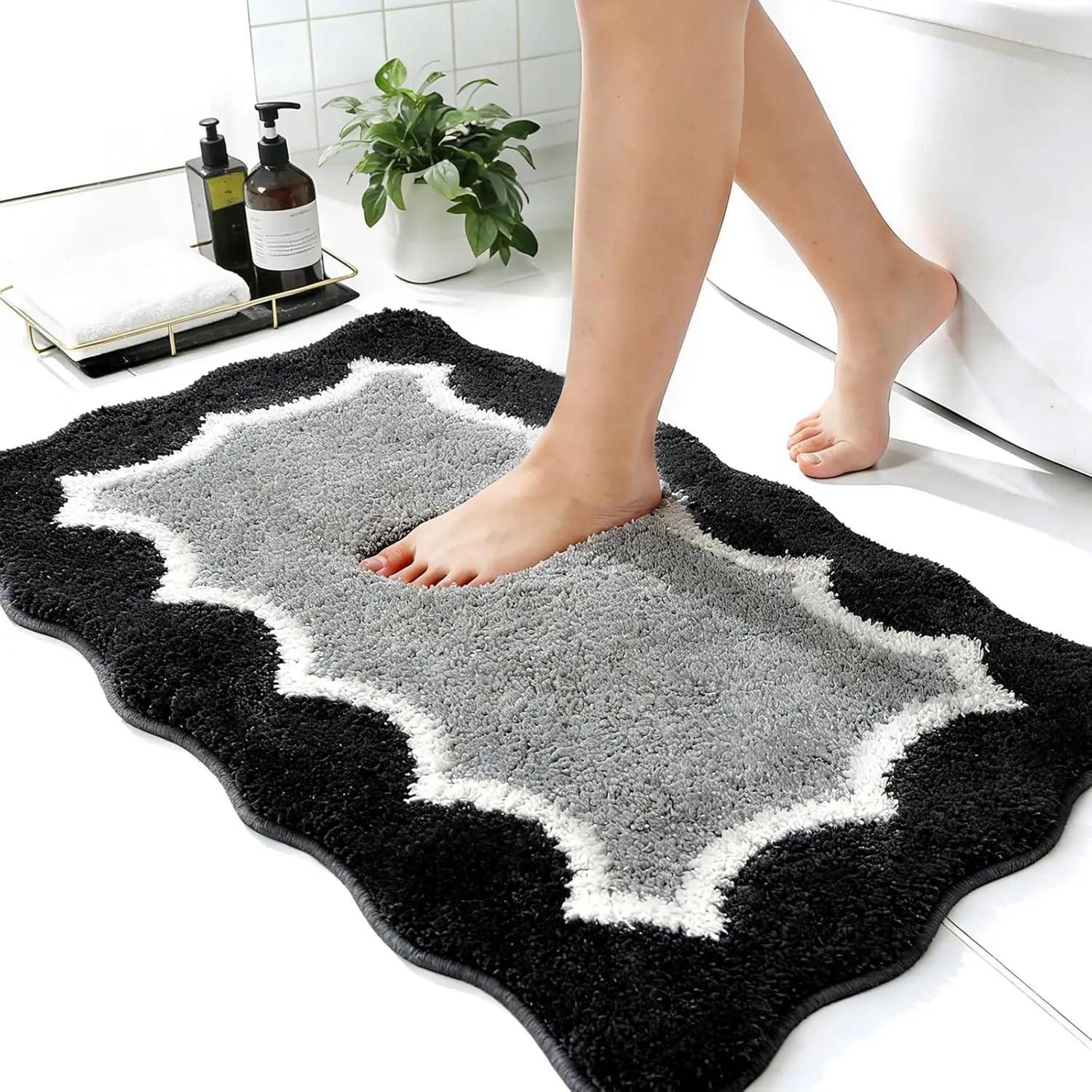 Roze Geschulpte Rand Badmat Zacht Pluizig Antislip Absorberend Wasbaar Badkamervloermat Leuke Esthetische Huisdecoratie Tapijt 40X60CM(1.3X2FT