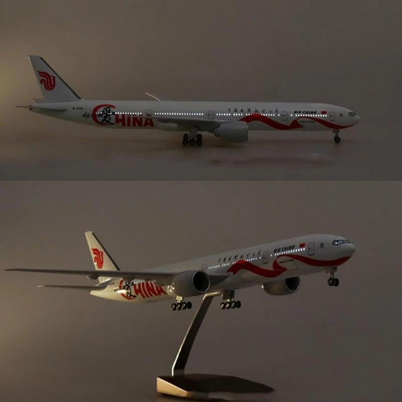 Decorative B777 Resin 47CM 1:157 Scale Diecast Model Plane Air China International Airlines Display Airplane Collection With LED