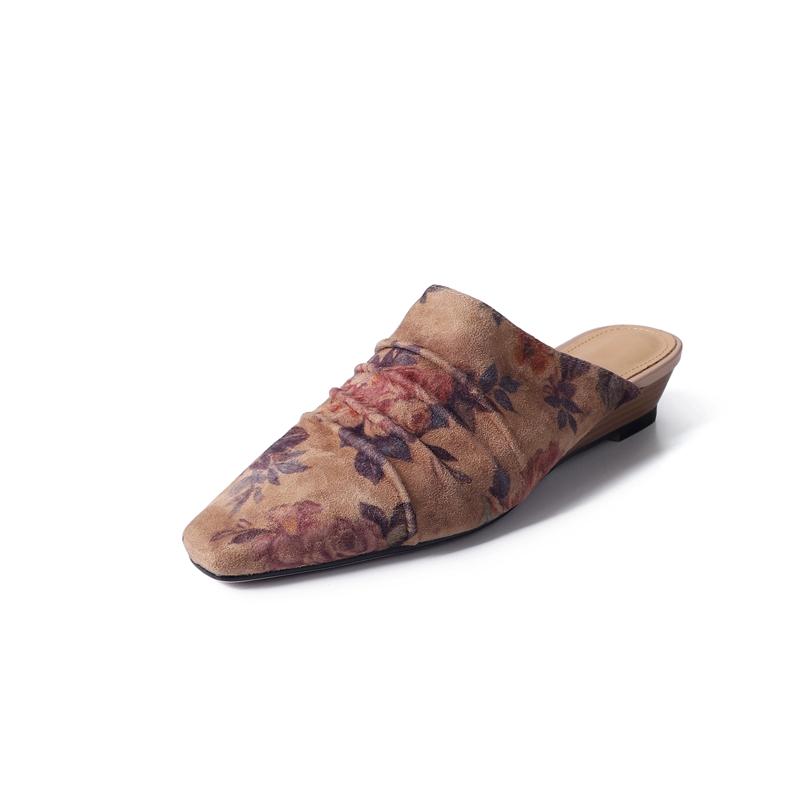 Mode Muller Slipper Damen Pumps Eckige Zehenpartie Echtes Leder Slipper Frühling Sommer Prägnant Lässige Arbeitsschuhe Frau Neuankömmling