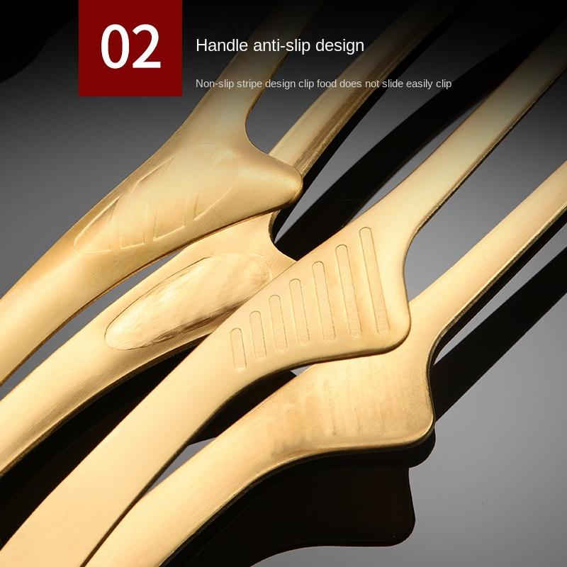 Korean Barbecue Tongs Stainless Steel Barbecue Tongs Round Head Grilled Pointed Meat Tongs Self- Food Tongs