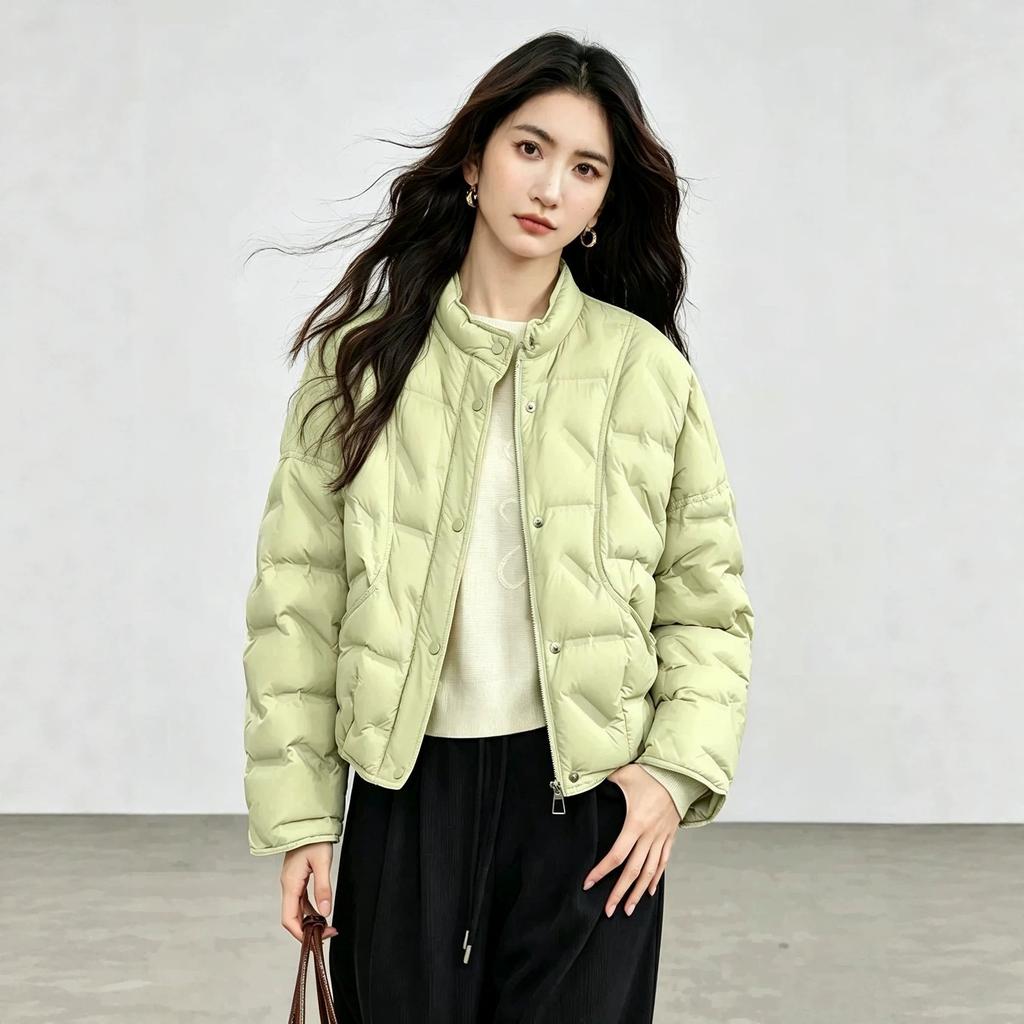 High-end white duck down pressed down jacket women's short winter fashion simple light and thin warm jacket