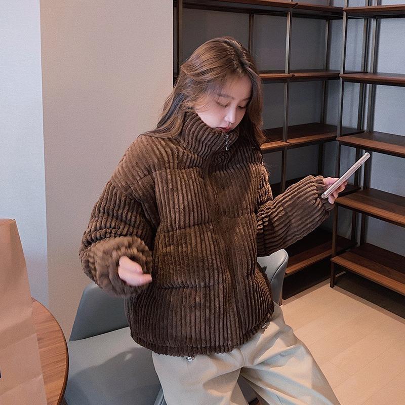 Loose Corduroy Padded Jacket Women Small Short Padded Jacket Female Warm Bread Cotton Coat