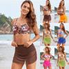 Printed Mesh Bikini Set for Women, Net Two Piece Swimsuit, Sheer Sexy Swimwear, Separate Beach Bathing Suit