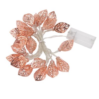 Luci Stringa Oro Rosa 20 LED Impermeabili a Batteria Luci a Stringa a Forma di Foglia Vuota per Feste
