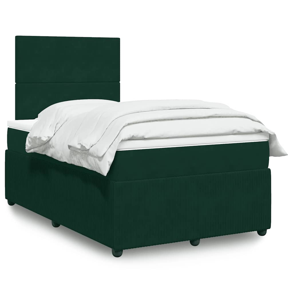 Box Spring Bed with Mattress Dark Green 120 x 200 cm Velvet