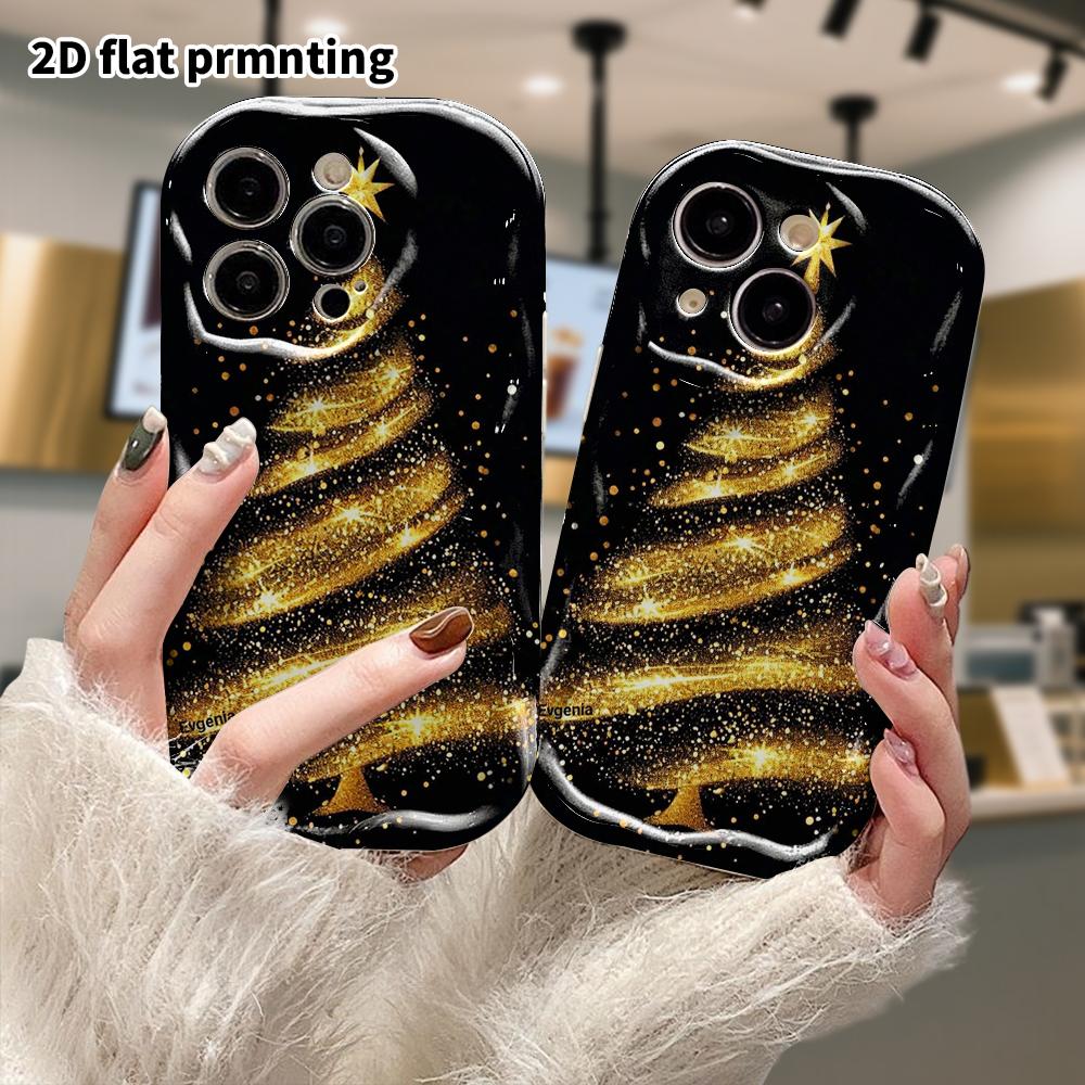 Phone Case: 2D Flat Design, Fits iPhone 12, 13, 14, 15, 16, 17, 18 Pro, Phone Decoration, Glitter Spiral, Halloween and Christmas Gifts
