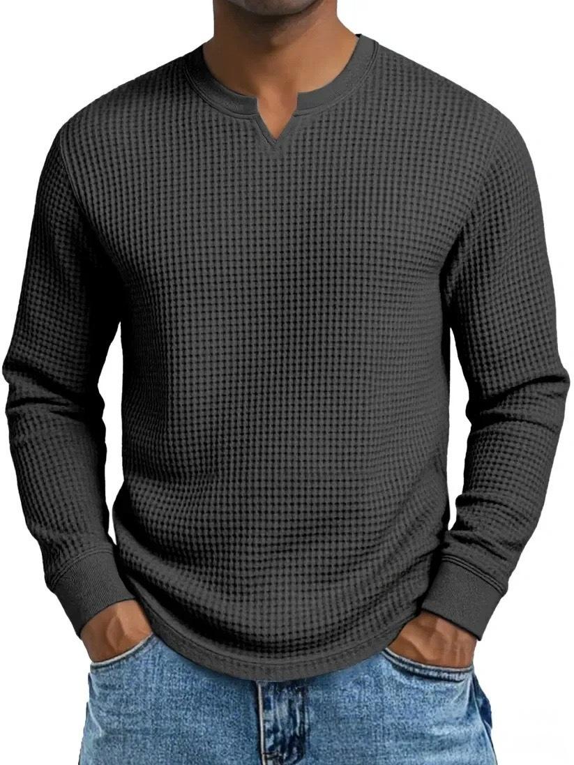 Men S Slim Fit Long Sleeve V Neck Casual Basic Top Plus Size S
