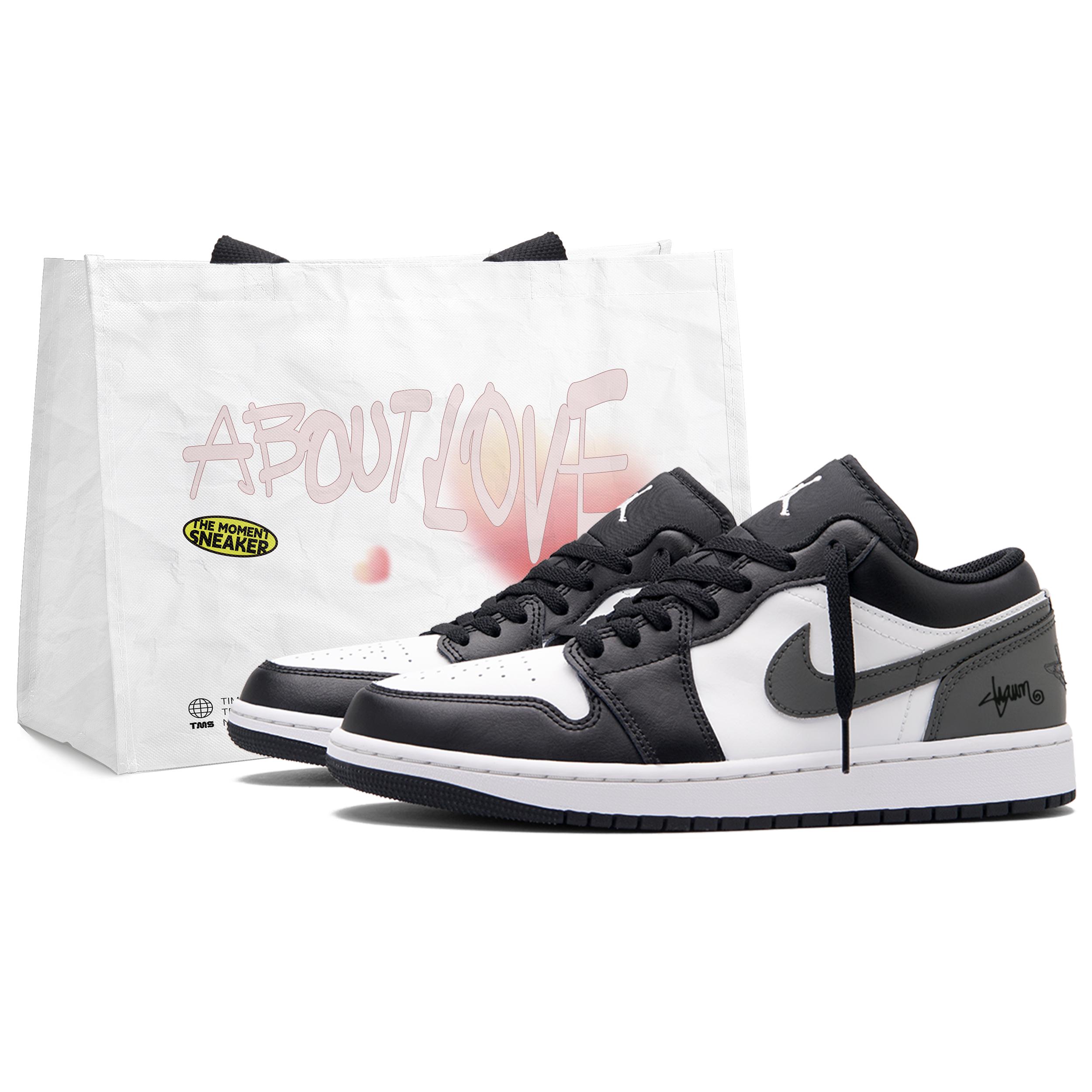 

Jordan Air Jordan 1 Gray Black Cement Low top Vintage Basketball Shoes Unisex Black White Gray 553558-043(Team645-) 42.5