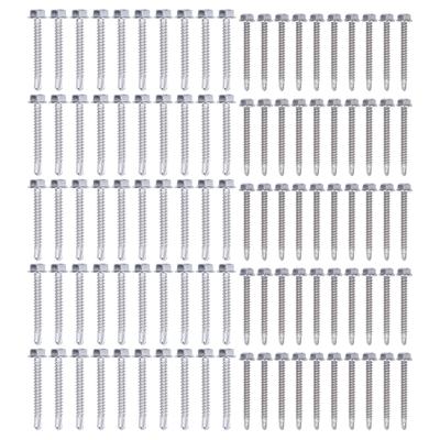 Surtido de 100 Tornillos de Arandela Hexagonal Acero Inoxidable 304 Tornillos Autoperforantes 4.2x38mm 4.8x38mm