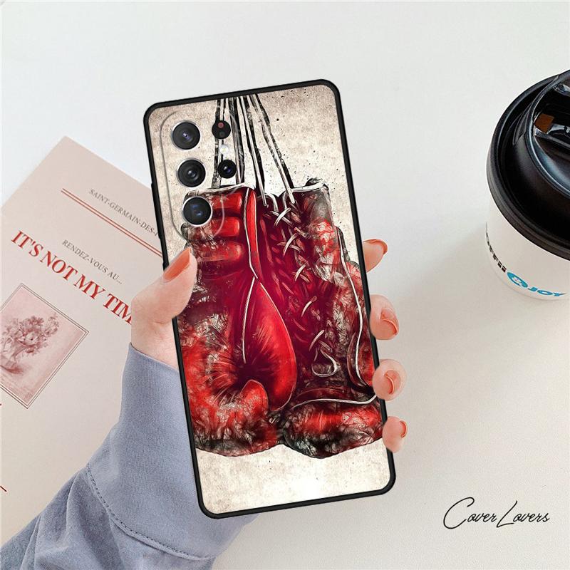 A Boxer wearing Boxing Gloves phone case For Samsung Galaxy S24 S25 S23 S22 Ultra Note 10 20 Plus S20 S21 FE Cover