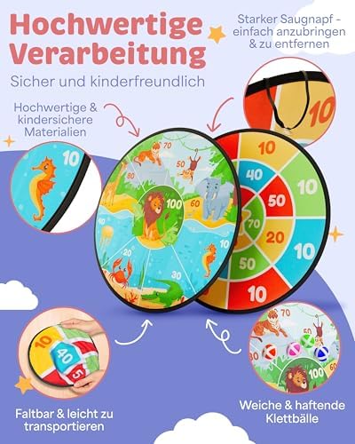 Mookrook XXL Kids Velcro Dart Board, Double-Sided 73cm Diameter, Outdoor Throwing Game with 16 Balls, Perfect Gift for Children