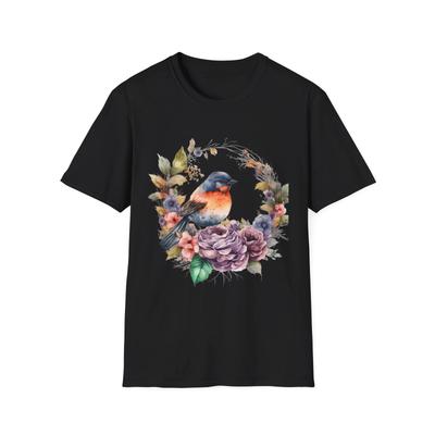 Blumenvogel T-Shirt, Naturfreund T-Shirt, Frühlingsmode, Perfektes Geschenk,