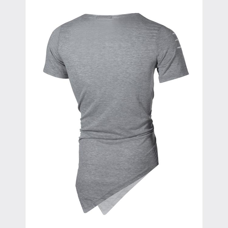 T-shirt Uni Homme Unisexe Coupe Ample avec Ourlet Irrégulier et Détails Déchirés.