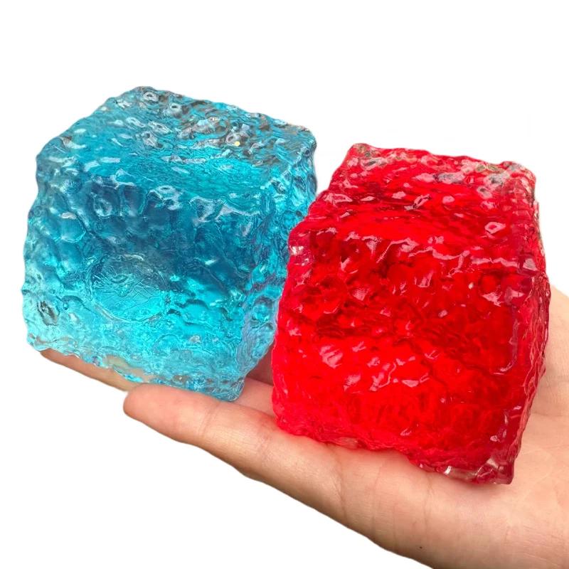 Squishy Ice Skin Maltose Fidget Toy Shiny Square Stress Relief Soft Cube Slow Rebound Squeeze Toy For Friend Festival Gifts