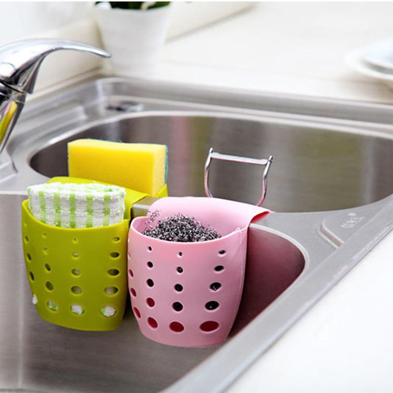 1PC Sponge Holder for Kitchen Sink, Silicone Sink Saddle Double Side Hanging Storage Basket
