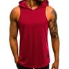 Trägertop Ärmellos Einfarbige Schweißabsorption Nicht reizend mit Hut Schnell trocknendes Polyester Herren Sportweste Fitness Trägertop für Herren