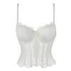 White Mesh Lace Double Straps With Cups Women Tummy Control Shaping Shapewear