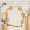 Bird Swing with Beads Parrot Perch, Solid Wood Perch Pole, Wooden Blocks And Cage Accessories Arch, Unpainted Toy for Small Medium Parrots Climbing