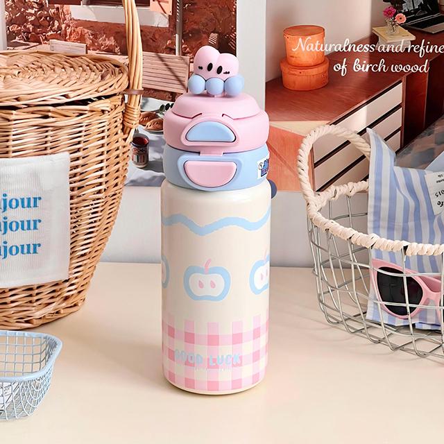 1000ML Thermos Water Cup For Girls Ice Coffee Cup With Handle Straw Tumbler Large Capacity 316 Stainless Steel Insulated Cup