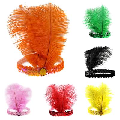 Sequins Feather Headband Indian Feather Headdress Holiday Party Hair Accessories