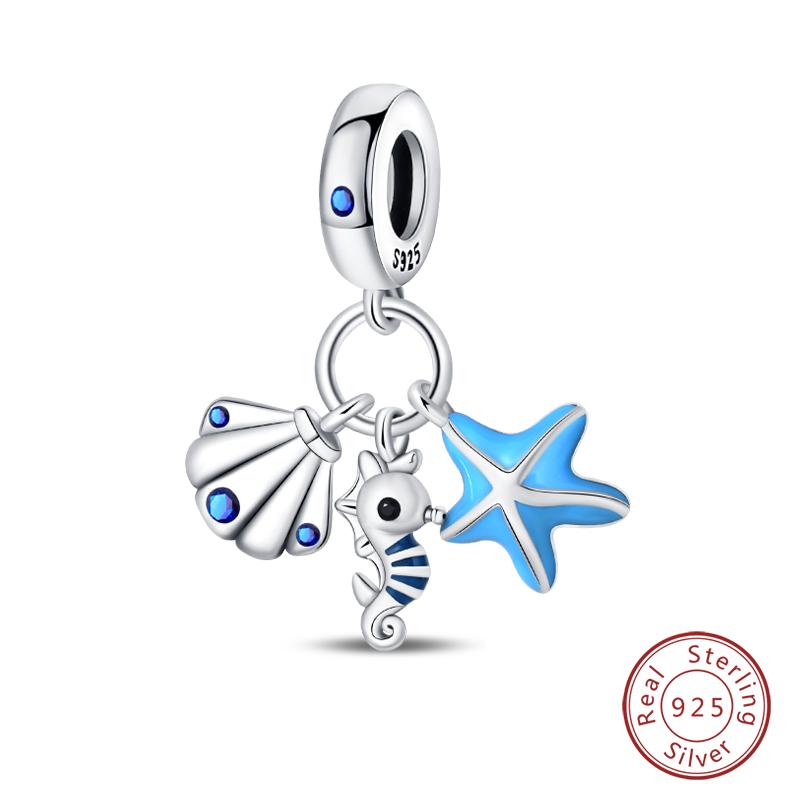 Copper Blue Ocean Ship Lighthouse Starfish Turtle Dolphin Charms Pendants Fit Qikaola Bracelets Diy Jewelry Gifts