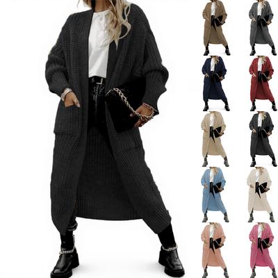 Women's Casual Knitted Sweater Color Pocket Cardigan Coat