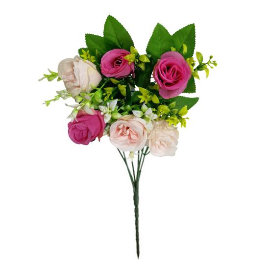 Artificial Roses Flowers 6 Heads Faux Silk Flower Bouquet with Leaves for Bridal Bouquet DIY Arrangement Wedding Party Home Living Room Table Decor