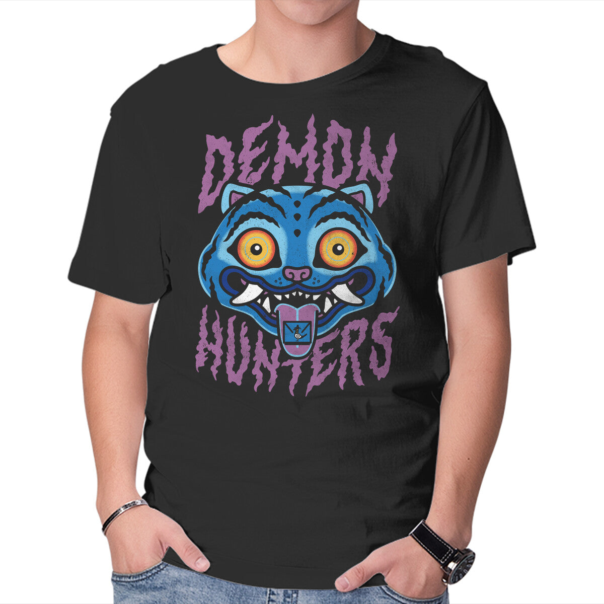 Unisex Crew Neck T-Shirt Demon Hunters Graphic Short Sleeve Casual Tee XL