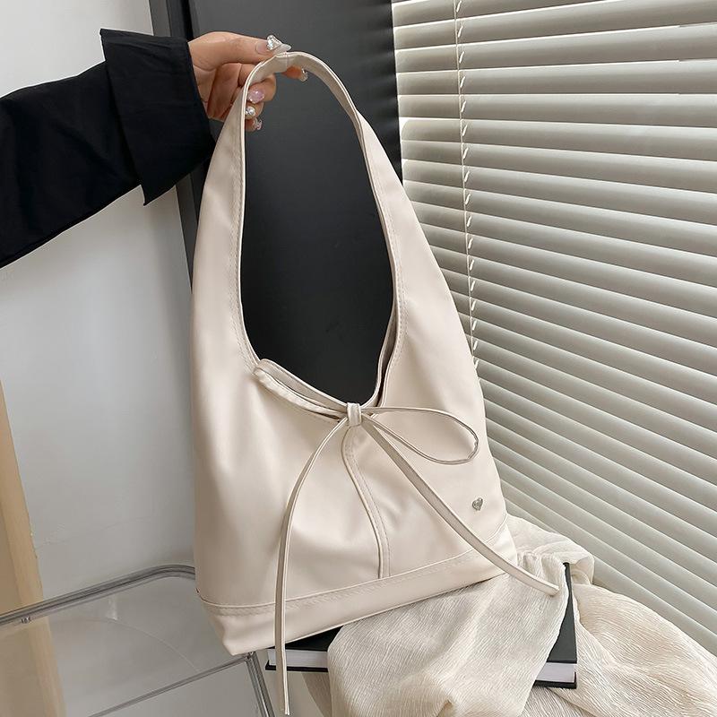 Korean Version Ins Style Versatile Personality Solid Color Casual Large Capacity Underarm Bag Women's Trend Bow Premium Shoulder Bag